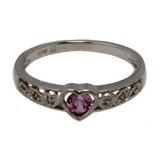 10kt Gold Pink Sapphire & Diamond Heart Ring