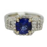 18kt Gold 3.36 ct Sapphire & Diamond Ring