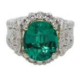 14kt Gold 5.86 ct Emerald & Diamond Ring