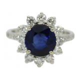 14kt Gold 4.55 ct Sapphire & Diamond Ring