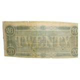 1864 Confederate States $20 Bank Note - NICE