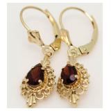 14kt Gold Genuine Garnet Earrings