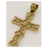 10kt Gold Filligree Cross Pendant