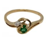 10kt Gold Genuine Emerald & Diamond Ring