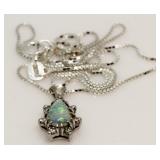 14kt Gold Fancy Pear Opal & Diamond Pendant