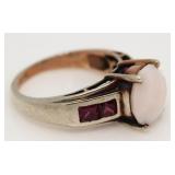 VIntage Pink Mangano & Garnet Ring
