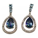 10kt Gold London Blue & Swiss Topaz Earrings