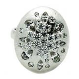 Oval Brushed Sterling Silver Large Dinner Ring