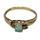 10kt Gold Fire Opal & Diamond Ring