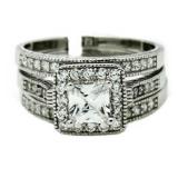 Princess Cut 2.50 ct White Topaz 3 pc Bridal Set
