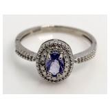 Genuine Tanzanite & Diamond Accent Ring