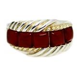 Vintage Orangy Red Gemstone Ring