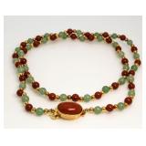 14kt GF Genuine Jade & Red Jasper Necklace