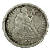 1876 Seated Liberty Silver Dime
