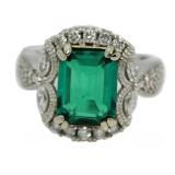 14kt Gold Elegant 3.97 ct Emerald & Diamond Ring