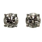 14kt Gold Brilliant 1.57 ct Diamond Stud Earrings