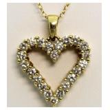 14kt Gold Brilliant 1.00 ct Diamond Heart Pendant