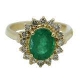 14kt Gold 2.07 ct Emerald & Diamond Ring