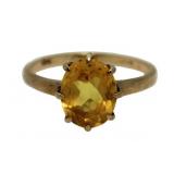 10kt Gold Oval Natural Golden Citrine Solitaire