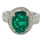 14kt Gold 5.13 ct Emerald & Diamond Ring