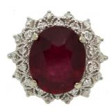 14kt Gold Oval 10.82 ct Ruby & Diamond Ring