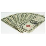 (10) 1928 RedSeal $5 Federal Reserve Notes