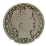 1909 Barber Silver Half Dollar