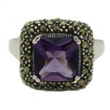 Vintage Style Princess Cut  Amethyst Dinner Ring