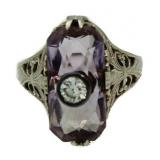 14kt Gold Antique Belias Amethyst & Diamond Ring