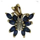 10kt Gold Sapphire & Diamond Pendant