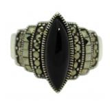 Fancy Marquise Black Macrasite Designer Ring