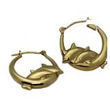 14kt Gold Dolphin Hoop Earrings