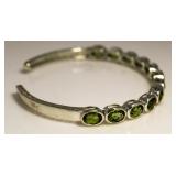 Genuine 6.00 ct Peridot Cuff Bracelet