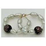 14kt Gold Genuine Pearl & Cloissine Earrings