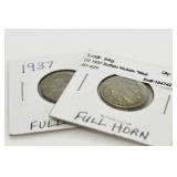 (2) 1937 Buffalo Nickels *Nice