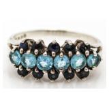 Genuine 4.25 ct Sapphire & Blue Topaz Ring