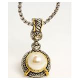 Yurman Style Large Pearl Fashion Earrings