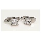Princess Cut 3.00 ct White Topaz Clip Earrings
