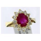 14kt Gold 2.33 ct Oval Ruby & Diamond Ring