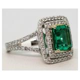 14kt Gold 3.78 ct Emerald & Diamond Ring