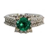 14kt Gold 2.11 ct Emerald & Diamond Ring