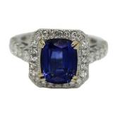 14kt Gold 4.59 ct Sapphire & Diamond Ring