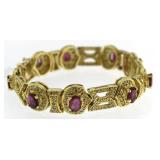 14kt Gold Vintage 11.18 ct Ruby & Diamond Bracelet