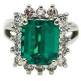 14kt Gold 4.90 ct Emerald & Diamond Ring
