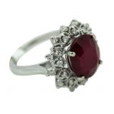 14kt Gold Oval 6.55 ct Ruby & Diamond Ring