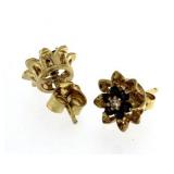 14kt Gold Genuine Sapphire & Diamond Earrings