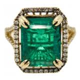 14kt Gold 6.49 ct Emerald & Diamond Ring