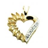 Genuine Golden Citrine & Diamond Heart Pendant