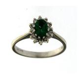 10kt Gold Genuine Emerald & Diamond Ring