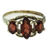 Fancy Marquise Garnet 3 Stone Anniversary Ring
